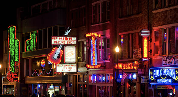 Photo of the Nashville stripe at night