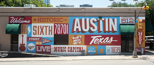 Austin building with a murial