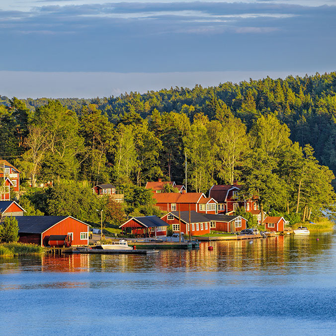 Small idyllic port in the swedish archipelago outside of Stockho